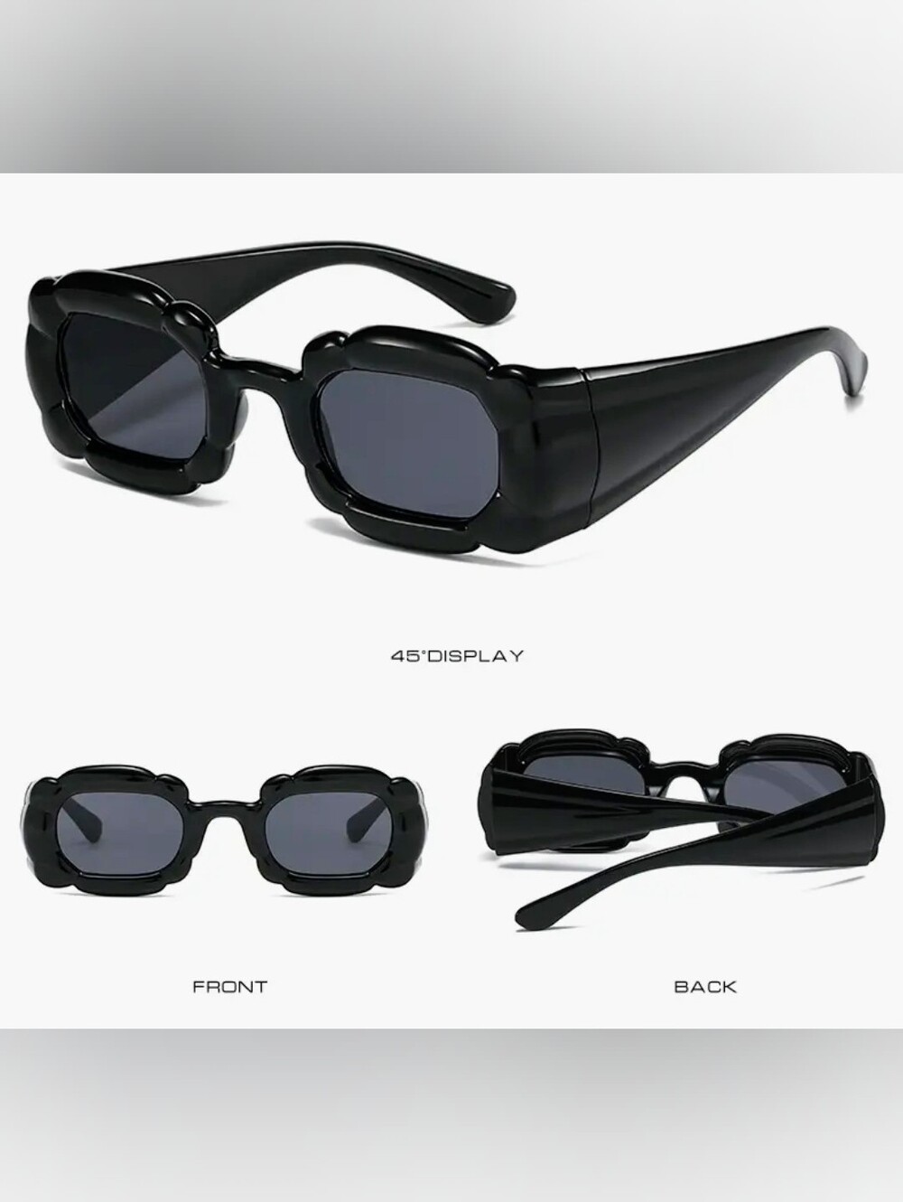 Retro Y2K, Black square tinted sunglass, NEW